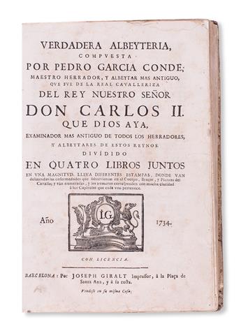 HORSES.  García Conde, Pedro. Verdadera Albeytería.  1734